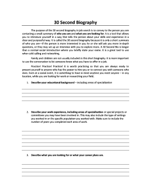 30 Second Biography Template