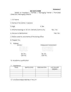 School bio data - Bio Data Form - Indian Overseas Bank