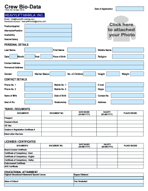 Crew Bio-Data Form