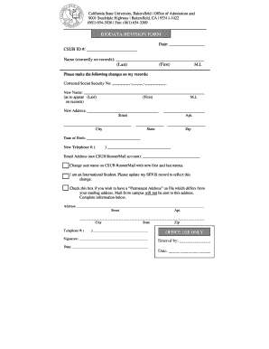 California State University Biodata Revision Form