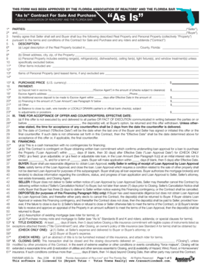 Florida As Is Contract For Sale And Purchase