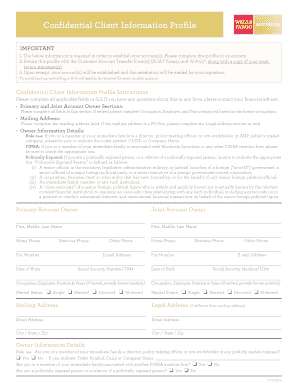 Confidential Client Information Profile