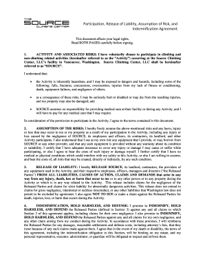 Source Climbing Center Participation and Liability Waiver