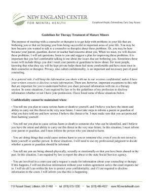 Guidelines for Therapy Treatment of Mature Minors