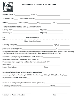 Permission Slip Medical Release