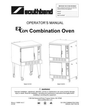 Combination Oven Operator Manual