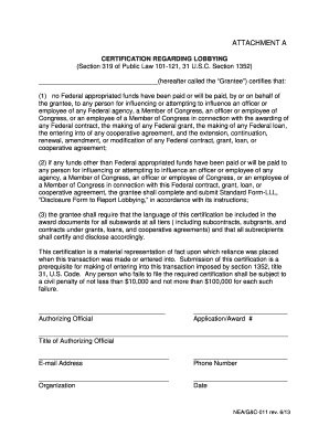 NEA Lobbying Certification and Disclosure Form