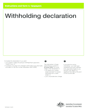 Withholding declaration upwards variation form