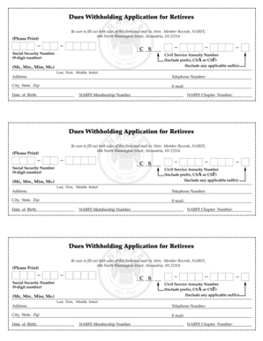 Dues Withholding Application for Retirees