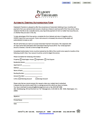 Automatic Debit Authorization Form