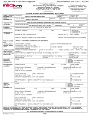 California License and Permit Bond Application
