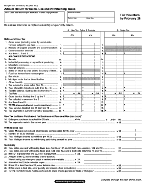 Michigan Annual Return for Sales, Use and Withholding Taxes