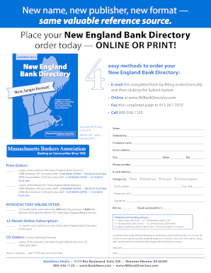 New England Bank Directory Order Form
