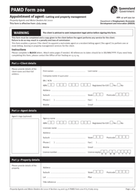 PAMD Form 20a - Appointment of Agent