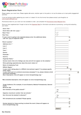 Event Registration Form - National Pathology Week - ilovepathology