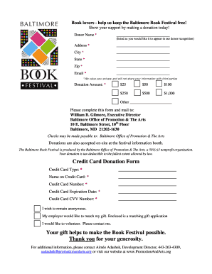Baltimore Book Festival Donation Form