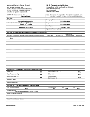 OSHA Material Safety Data Sheet