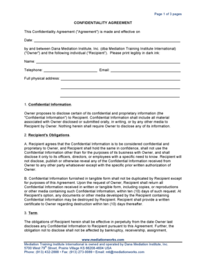 Confidentiality Agreement