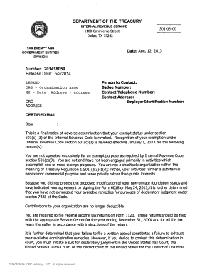 IRS Exempt Status Revocation Notice