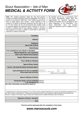 Scout Association Medical Activity Form