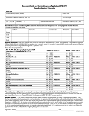 Dependent Health and Accident Insurance Application