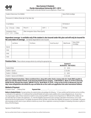 Student Health and Accident Blanket Insurance Application