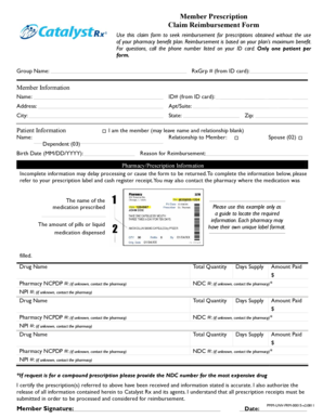 Member Prescription Claim Reimbursement Form