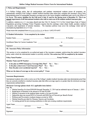 Rollins College Medical Insurance Waiver Form for International ...