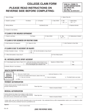 College Claim Form