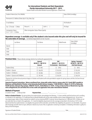 Student Health and Accident Blanket Insurance Application