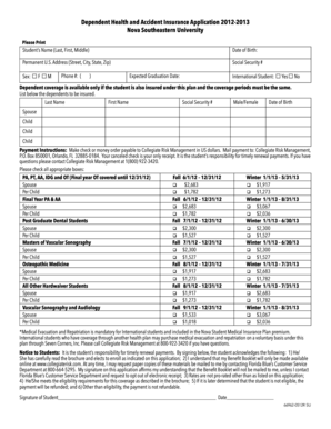 Dependent Health and Accident Insurance Application