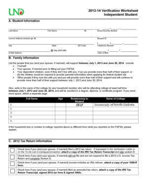 2013-14 Verification Worksheet