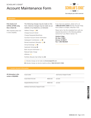 Scholar’s Edge Account Maintenance Form