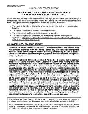 California Free and Reduced-Price Meals Application
