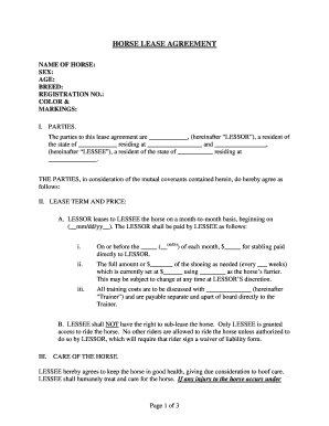 Horse Lease Agreement