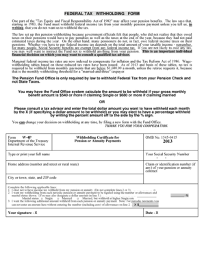 Federal Tax Withholding Form W-4P