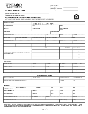 Rental Application Form