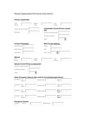Rental Application Form
