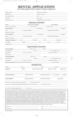 Rental Application Form