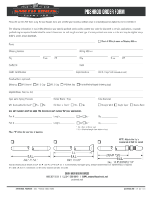 Smith Bros Pushrod Order Form