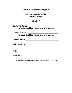 Missouri Assessment Program Communications Arts Practice Test