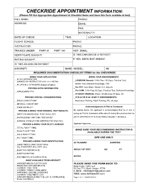 Checkride Appointment Information Form