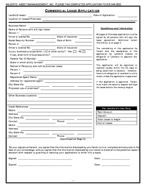 Commercial Lease Application Form