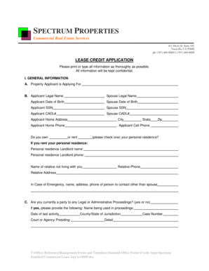 Commercial Lease Credit Application