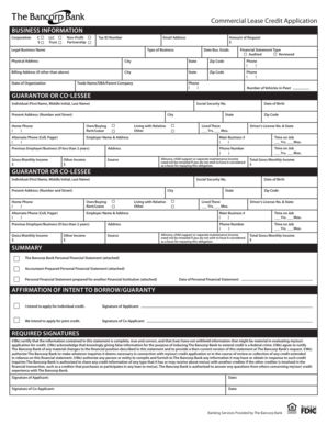 Commercial Lease Credit Application