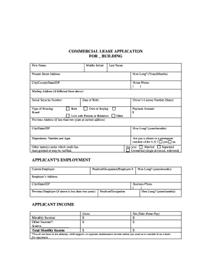 Commercial Lease Application Form