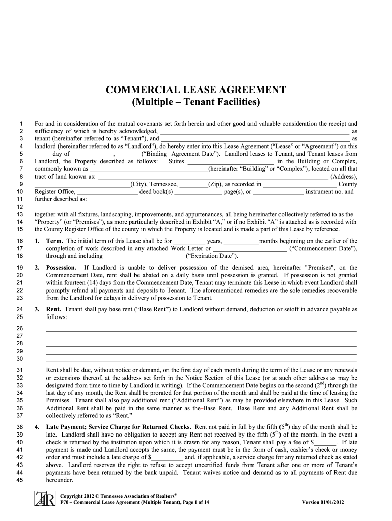 Multiple Tenant Lease Agreement Template Fill Online, Printable
