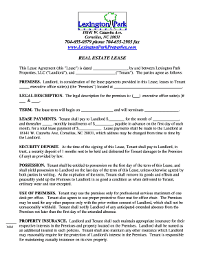 North Carolina Real Estate Lease Agreement