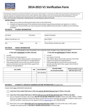 2014-2015 FAFSA Verification Form