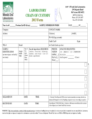 Woods End Laboratories Sample Submission Form